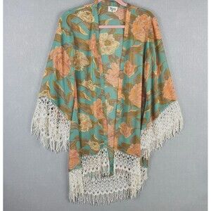 Show Me Your MuMu Floral Kimono Cardigan with Fringe